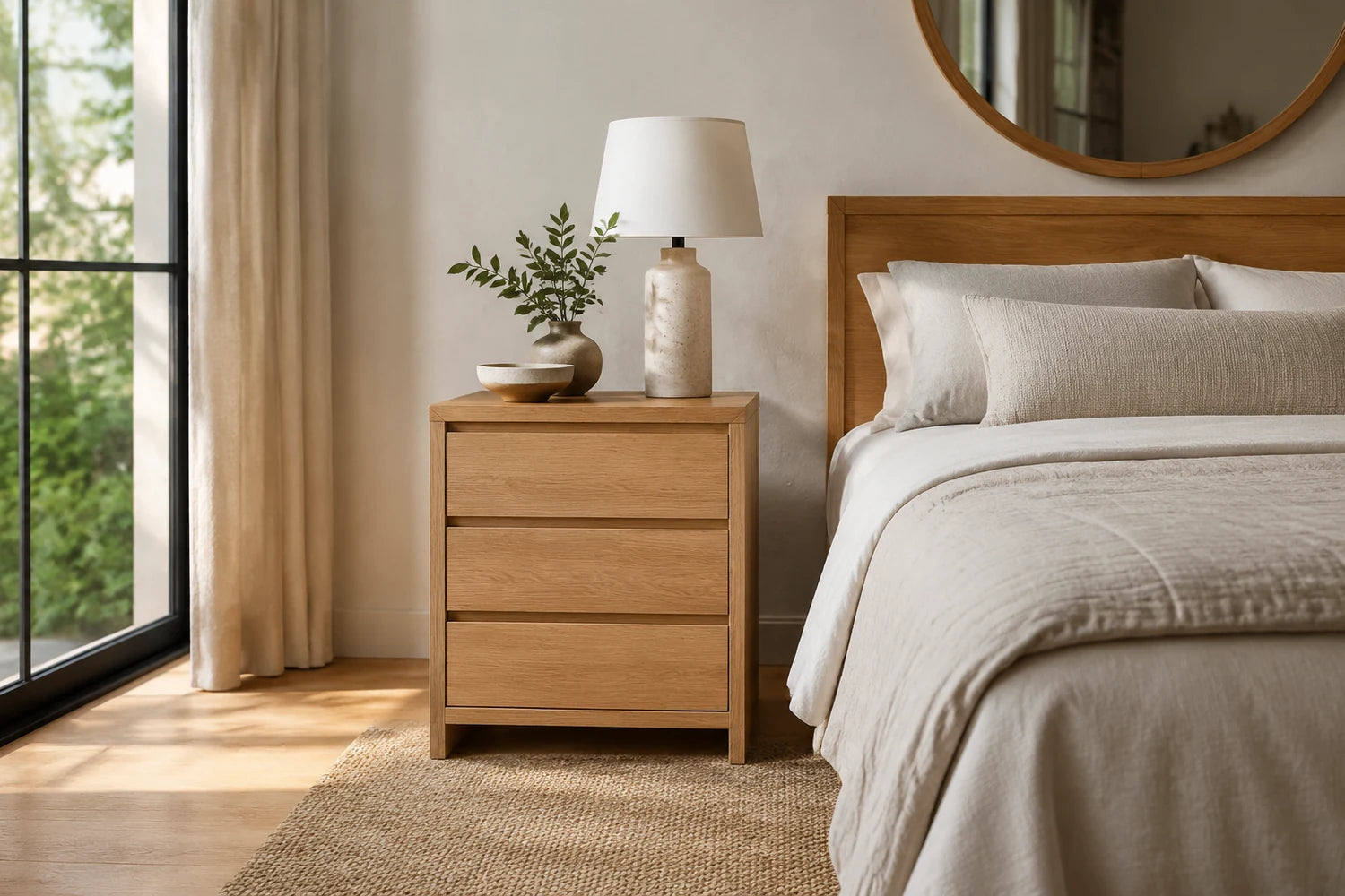 Three-Drawer Bedside Nightstand