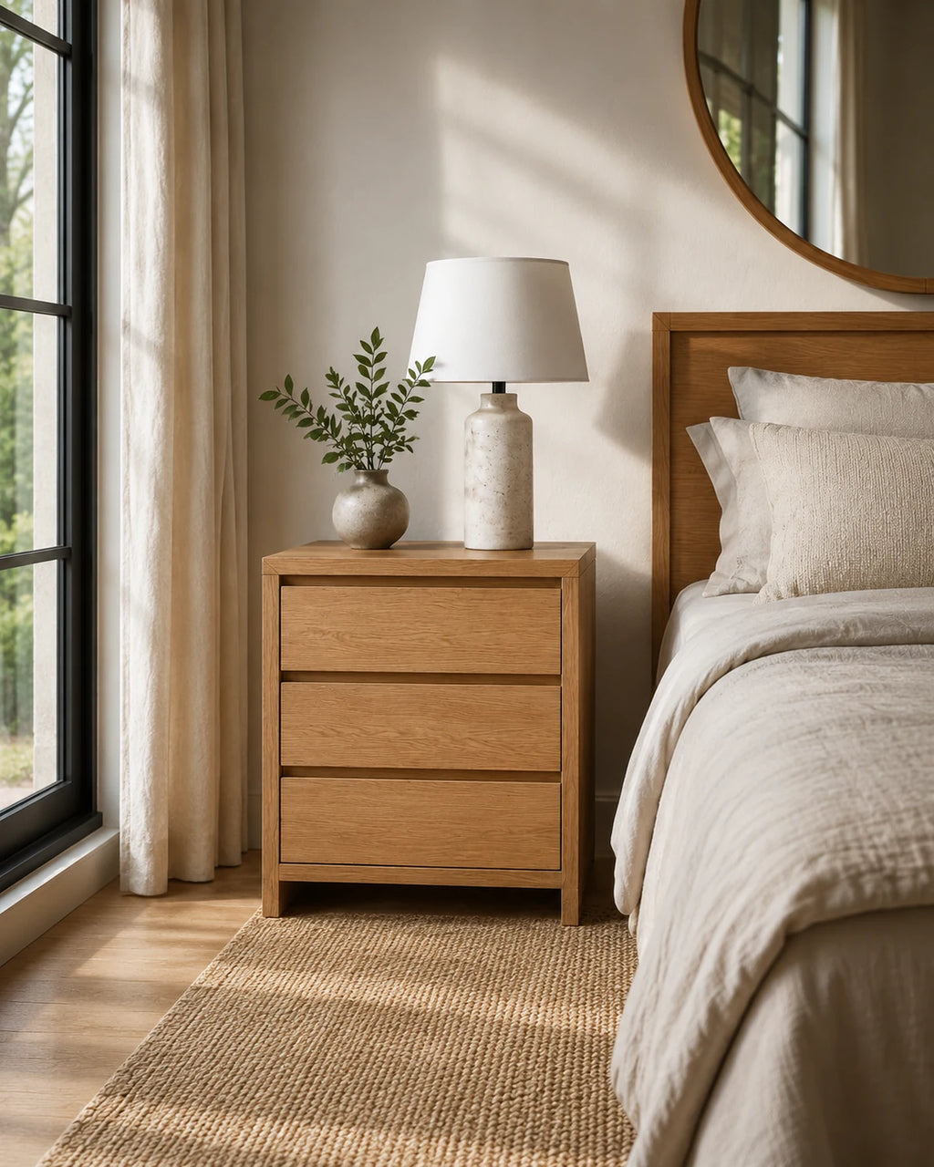 Three-Drawer Bedside Nightstand