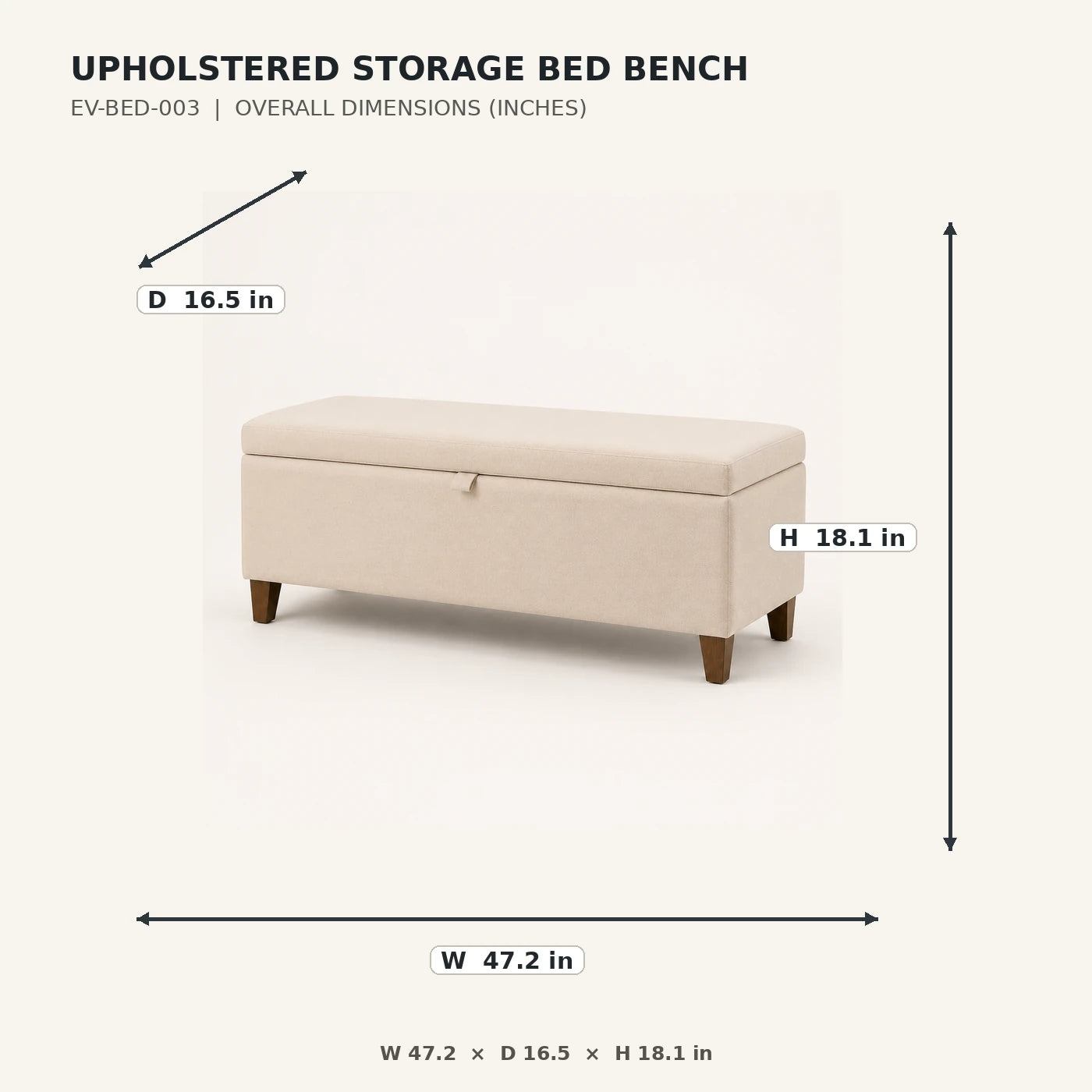 Upholstered Storage Bed Bench