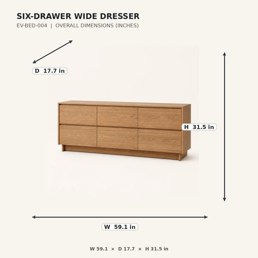 Six-Drawer Wide Dresser
