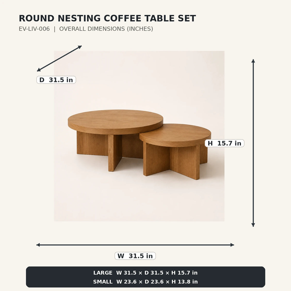 Round Nesting Coffee Table Set