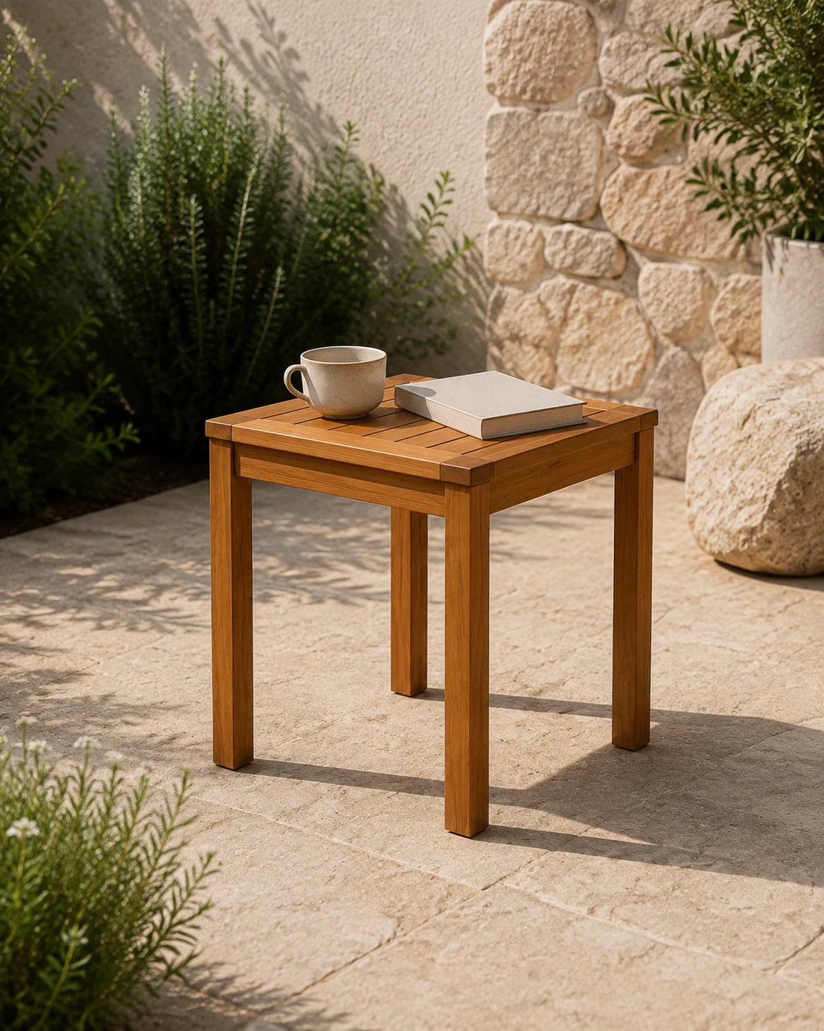 Slatted Acacia Patio Side Table