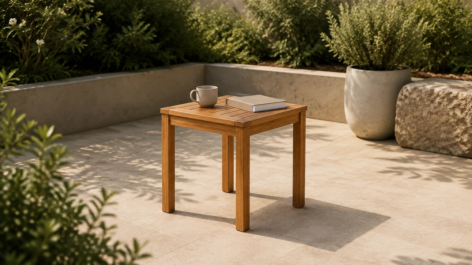 Slatted Acacia Patio Side Table