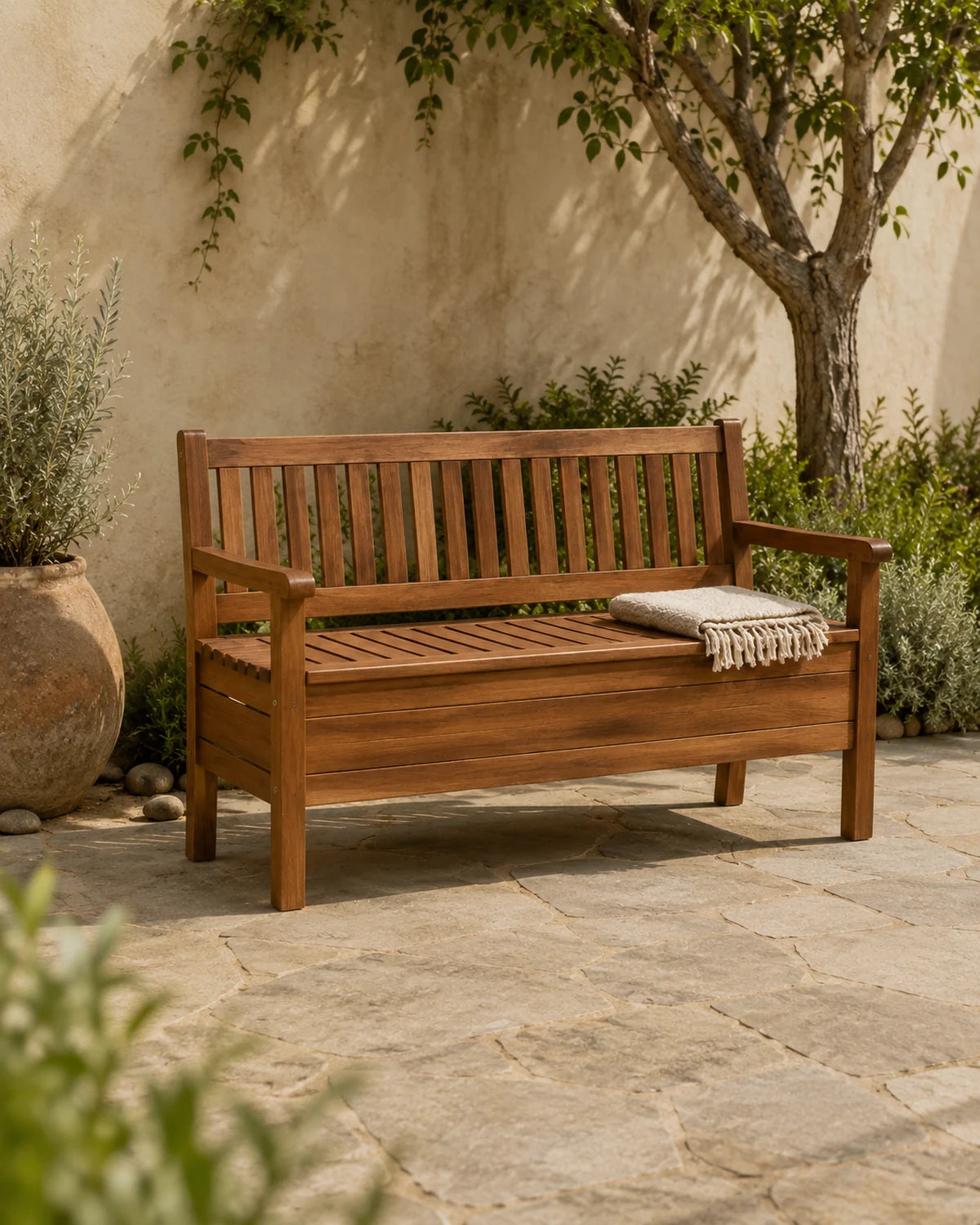 Outdoor Bench with Backrest