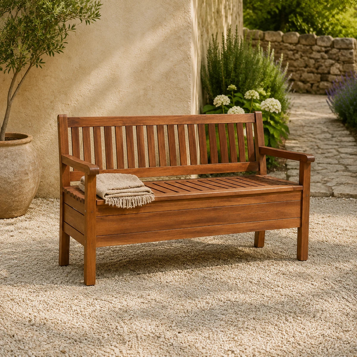 Outdoor Bench with Backrest