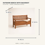 Outdoor Bench with Backrest